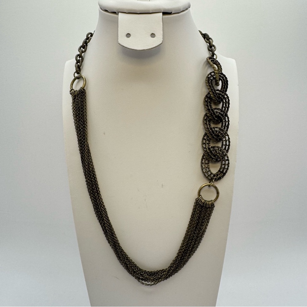 Kenneth Cole Chain Necklace Antique Brass Multi Strand Statement 19–24”